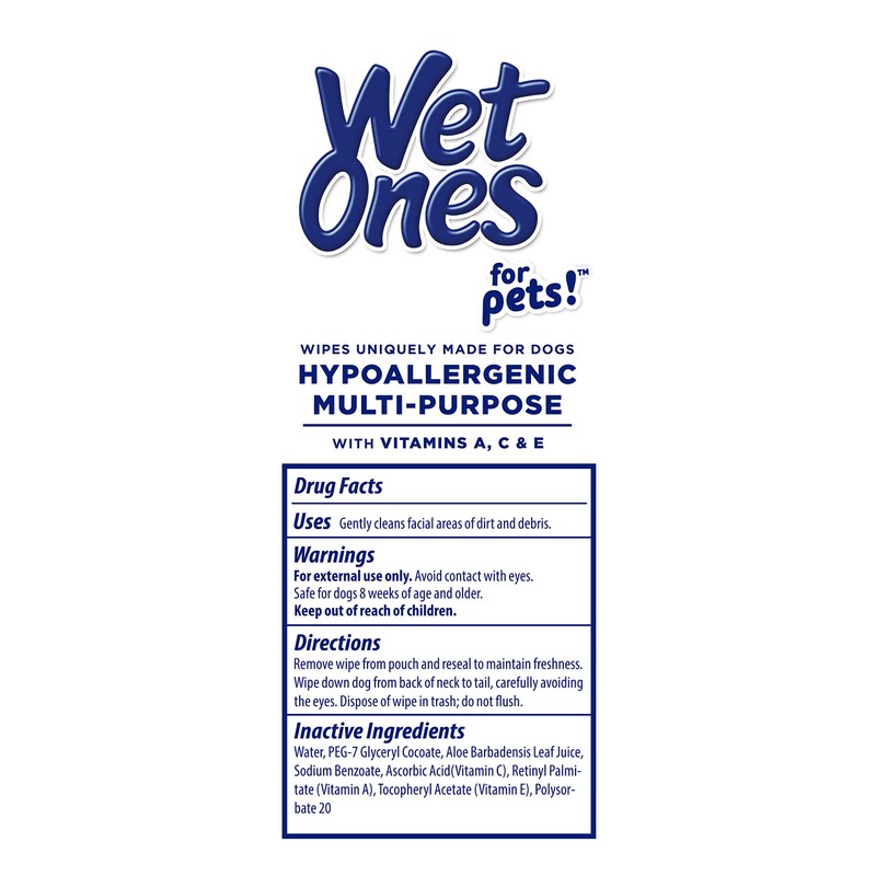 Wet Ones for Pets Hypoallergenic Multipurpose Dog Wipes with Vitamins