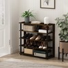 Furinno Turn-N-Tube 5 Tier Wide Shoe Rack, Amber Pine/Black