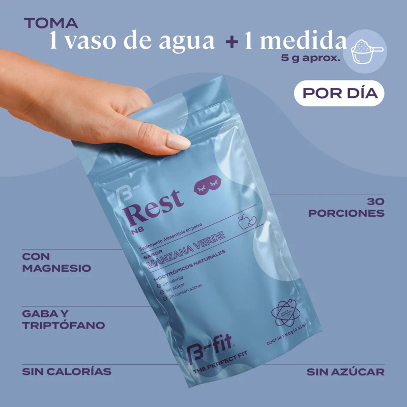 B-Fit B-Rest – Nootrópicos Naturales en Polvo 30 Porciones –