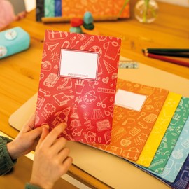 Papierdrachen 8 High-Quality Paper Notebook Covers for Children, DIN A5, Scribble Motif, Ideal for School, Notebook Cover 250 g/m², Set Number 9