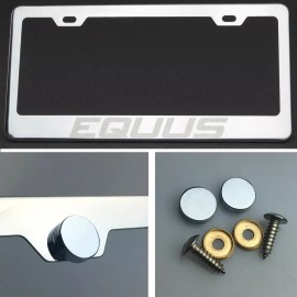 KA Depot Equus Laser Engraved Polish Stainless Steel License Plate Frame Chrome Screw Cap