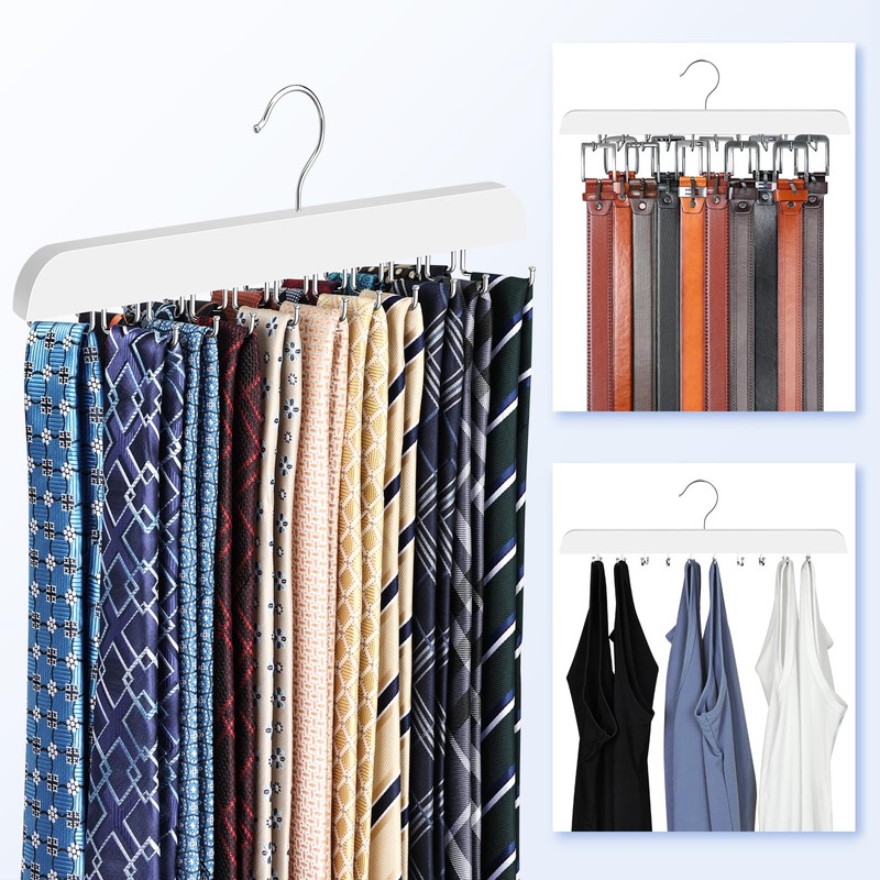 RESOVO Upgraded Tie Rack Hanger with 20 Foldable Metal Hooks,