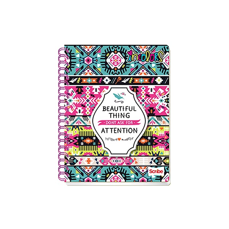 Scribe, Incolors®, Cuaderno Profesional, Pasta Semi Rígida, Espiral Doble, Raya,
