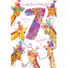 Great Granddaughter 7th Birthday Card Age 7 Giraffes 9" x