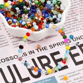 500PCS 3mm Crystal Glass Beads, Round Faceted Glass Beads, Colorful Assorted Bead for Jewelry Making, DIY Bracelets, Necklaces, Craft Projects, Multicolored Spacer Bead and Crafting (Blue 3MM)