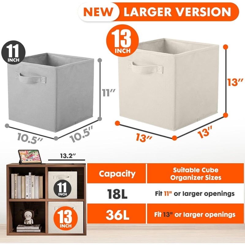 powerking Cube Storage Boxes, Foldable Fabric Storage Bins And Cloth