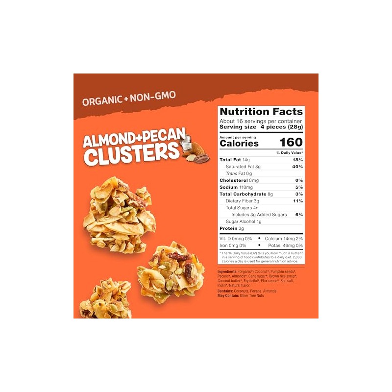 Inno Foods Organic Almond Pecan Clusters, Gluten Free, Keto Friendly,