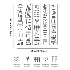 BENECREAT Egypt Icon Stencils, 6x6 Inch Egypt Elements Stainless Steel Painting Drawings Stencil for Bullet Journal, Engraving and Scrapbooking