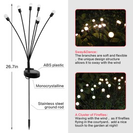 DONGULI Outdoor Solar Garden Lights, 120 LEDs 8 Lighting Modes Waterproof Solar Fireworks Light for Patio Walkway Yard Pathway Decorative, Colorful(6 Pack)