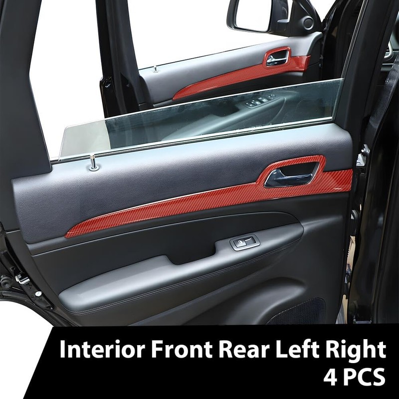 DOTCOM 4Pcs Inner Door Handle Trim Cover Strip Gloss Red