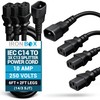 IronBox Electric IEC C14 to 3X C13 Splitter Power Cord