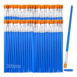 Paquete De 200 Pinceles De Pintura, Pinceles Para Pintar Escolares, Pinceles Para Pintura Acrílica, Redondos Y Planos, Pinceles Escolares Para Niños, Ideales Para Acuarela Y Manualidades