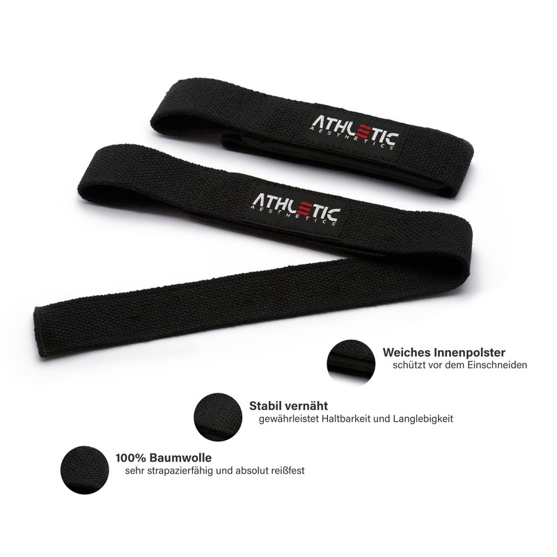 Athletic Aesthetics Professional Lifting Straps (Padded) + Basic Exercise Guide