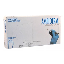 Ambiderm Guantes descartables antideslizantes Ambiderm Soft color azul talle G de nitrilo x 10 unidades
