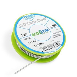 by Felder Soldering Wire Sn100Ni+ for General Electronic Applications, 1.5 mm, 100 g Spool, Lead-Free with 2.2% Flux Clear, REL1, for Electronics, Electrical Engineering and Printed