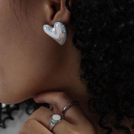 Minimalist Heart Earring Stainless Steel Acrylic Love Heart Shaped Stud Earring Hypoallergenic Jewelry Fashion Statement for Women Valentine's Day Gift Birthday Xmas