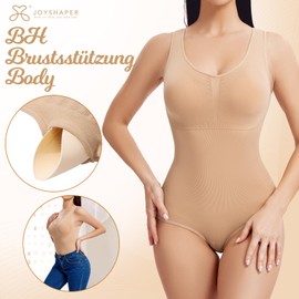 Joyshaper Body Shaper Women's Bodice Body Strong Shaping Shapewear Tummy Control Bodysuit Removable Chest Pad Shaping Body, beige