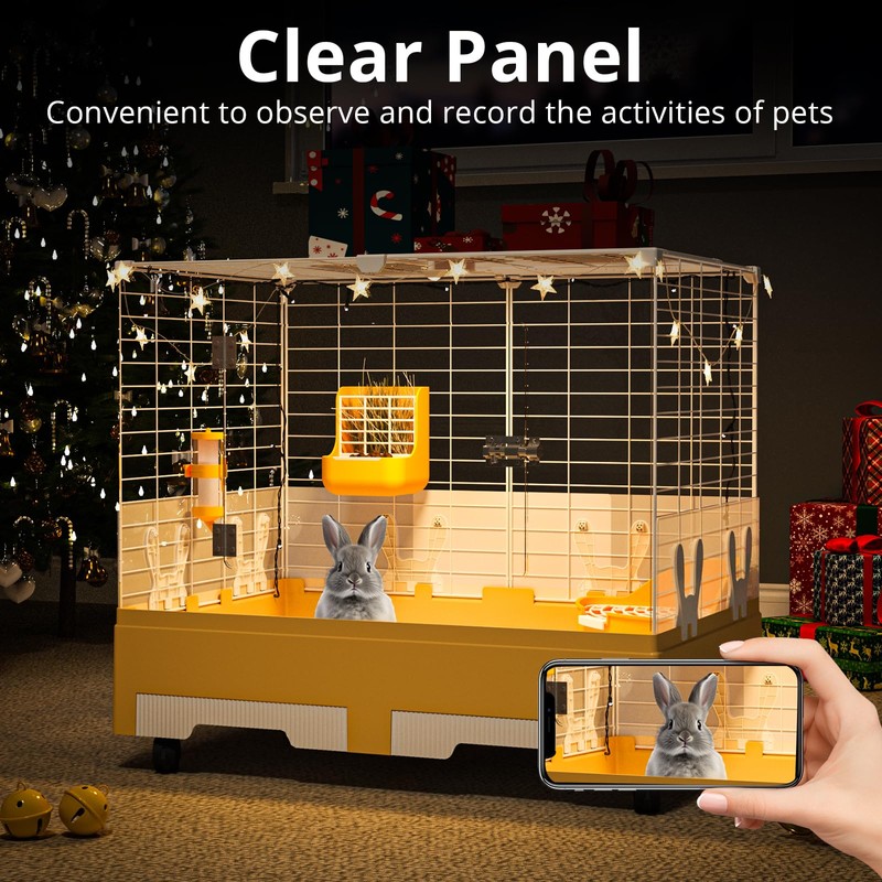 Oneluck Deluxe Rolling Bunny Hutch with Urine Guard,Small Rabbit Cage