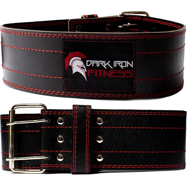Dark Iron Fitness Weight Lifting Belt for Men & Women - 100% Leather Belts, Adjustable Back Support & Stability for Gym, Weightlifting, Strength Training, Squat or Deadlift up to 600 lbs