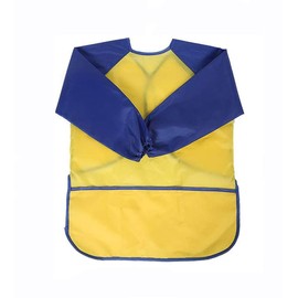 tooloflife Kids Toddler Apron Waterproof Long Sleeve Painting Baking Cooking - L - Age 8-10 Years - Yellow Blue