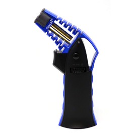 Scorch Torch CNC Machined 6.75" Tall Handheld Aluminum Flame Adjustable Butane Refillable Torch In Gift Box (Blue #1)