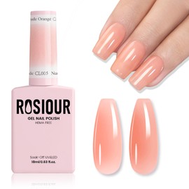 Rosiour HEMA-Free Jelly Nude Gel Nail Polish, 18 ML Nude Orange Skin Tone Sheer Gel Polish for Women Girls, Transparent Color Soak Off Gel for Nail Art Salon & Home DIY Manicure