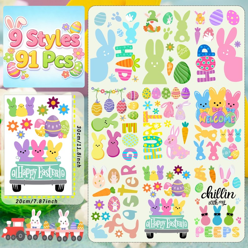 Easter Window Clings Happy Easter Bunny Rabbit Egg Window Stickers