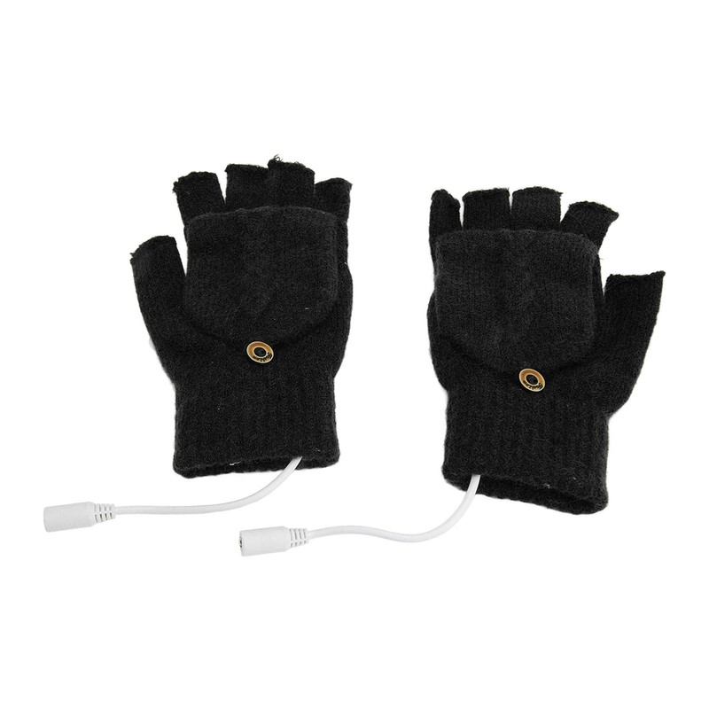 USB Heated Gloves Full Half Fold Back Warm Heated Winter