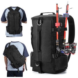 Anpress Fishing Bags, Fishing Tackle Storage Bag, Shoulder Bag, Fishing Equipment, Rod Storage, Tool Bag for Fishing, Hiking, Hunting, Camping, black, general purpose