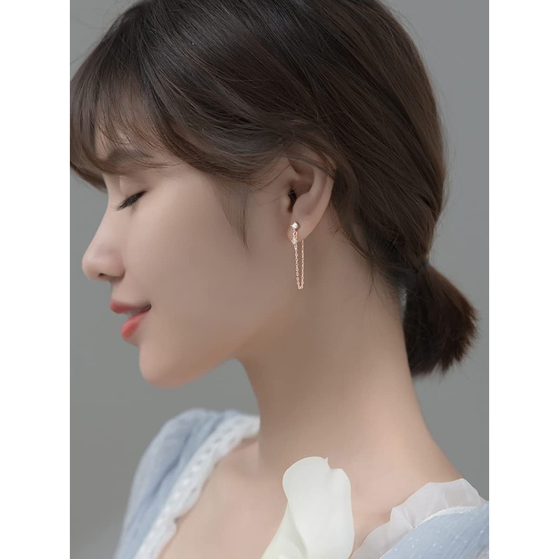 Reffeer 925 Sterling Silver Chain Dangle Earrings for Women Girls