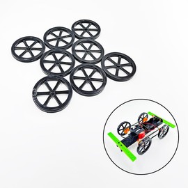 8PCS Model Toy Car Wheel RC Car Plastic Wheel with 2mm Dia Shaft for RC Car Truck Robot DIY Model Toy Building Parts (2x44mm Black)