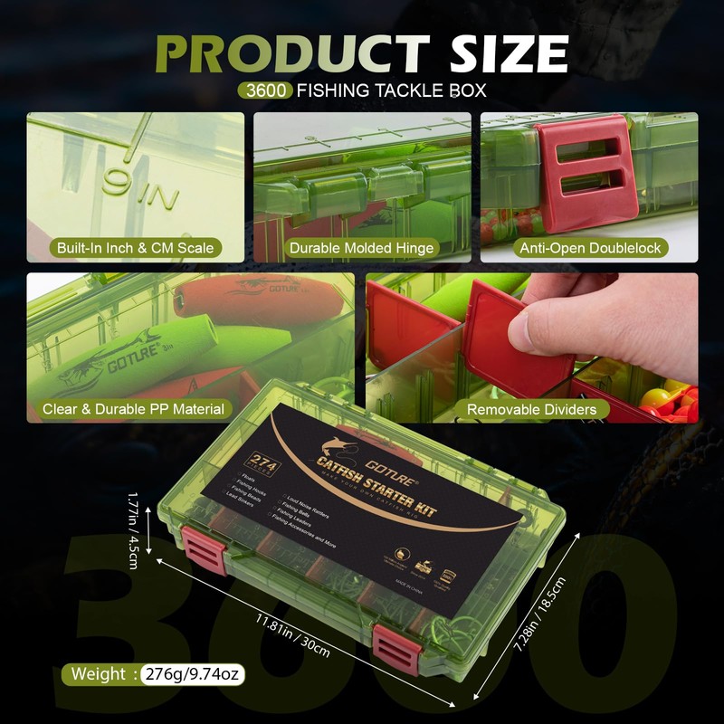 Goture Catfish Rig Making Kit,274pcs Catfishing Tackle with Luminous Fishing