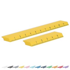 Glassboard Studio Ruler Set - 6 inch & 12 inch with Strong Neodymium Magnets - Perfect for Crafting, Magnetic Glass Craft Mats, White Boards, Lockers - Hands-Free Sewing & Quilting (Sunshine Yellow)