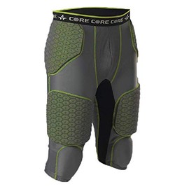 Alleson Athletic Adult Vortex Integrated 7 Padded Football Girdle (Style 7SIPG2), Charcoal Solid, 3XL