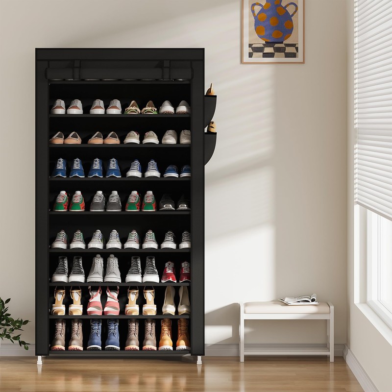 Laiensia 9-Tier Vertical Shoe Rack Organizer, Space Saving Shoe Storage