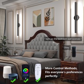 Modern Plug In Wall Lights Smart Wall Sconces with Alexa,APP,Remote Control,35.4'' Long Wall Mounted LED Light Bar with 59'' Plug Cable,RGB Color Changing Indoor Wall lamp for Bedroom,Living Room