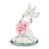 Diamond2Deal Hummingbird and Pink Porcelain Rose Handcrafted Glass Figurine