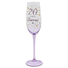 Shudehill Giftware Gold Speckle Birthday Special Age Colourful Flute Glass - 18th, 21st, 30th, 40th, 50th, 60th, 70th Birthday Gift (70)