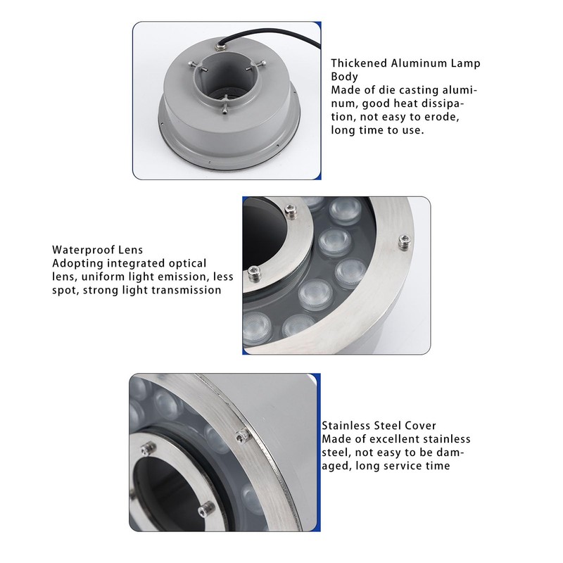 Zerodis LED Fountain Light, Stainless Steel, High Brightness, Submersible Underwater
