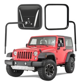 TACTIK Adventure Side Mirrors, Square Head - Fits Jeep Wrangler CJ YJ TJ JK JL & Gladiator JT 1976-2023 - Jeep Mirrors Doors Off