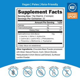 OptimalAmino Amino Acid Powder | 99% Utilized Essential Amino Acid (EAA) Supplement | Pre/Post Workout & Muscle Recovery | NSF for Sport Certified | Mocha Flavor