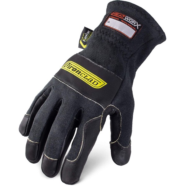 Ironclad HEATWORX HEAVY DUTY FR; Fire Resistant Gloves, handle hot items – up to 600°F (315 °C), (1 Pair), Size Large (HW6XFR-04-L),Black/Dark Grey
