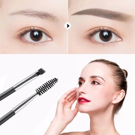 2 Pieces Eyebrow Brush Set Duo Eyebrow Brush 2 in 1 Eyebrow Brush and Spoolie Angled Eyebrow Brush Mini Eyelash Brush for Eye Shadow Eyebrow Eyelash Tinting Angled Eyebrow