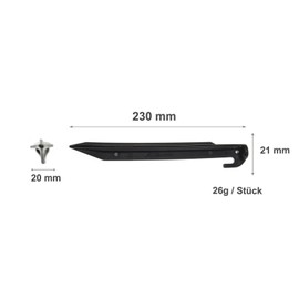 JUSTCAMP Tahoma Tent Pegs - Plastic, Impact Resistant, Lightweight, Robust, 23 cm [Pack of 12]