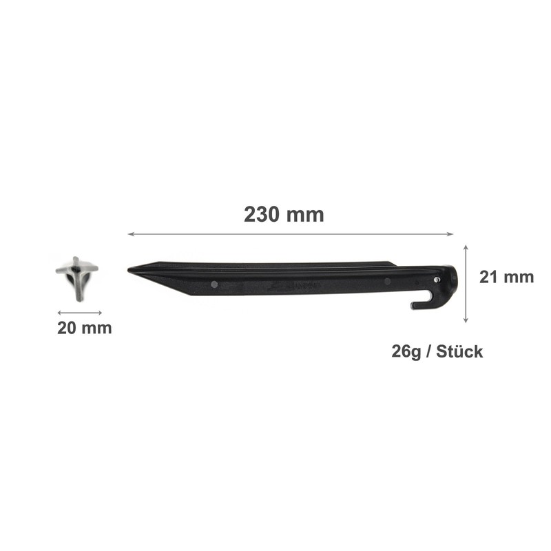JUSTCAMP Tahoma Tent Pegs - Plastic, Impact Resistant, Lightweight, Robust,