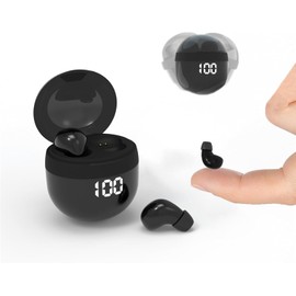 WINRI Tiny Invisible Earbuds Tiniest Wireless Bluetooth Low Power Micro Mini Earbuds Close to Skin Colour Headphones Hidden for Work Adecuado para conductos auditivos pequeños (Negro)
