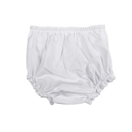 Little Things Mean A Lot Baby Girls White Elastic Bloomer Diaper Covers - Embroidered Eyelet Edging Around Legs - XL