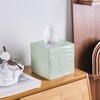 Light Green Ceramic Cube Tissue Box Cover with Rose –