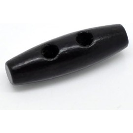 Pack of 10 Wooden Sewing Toggle Buttons 2 Holes Oval Black 35mm x 11mm, Knitting Sewing Crochet Embellishment Crafts