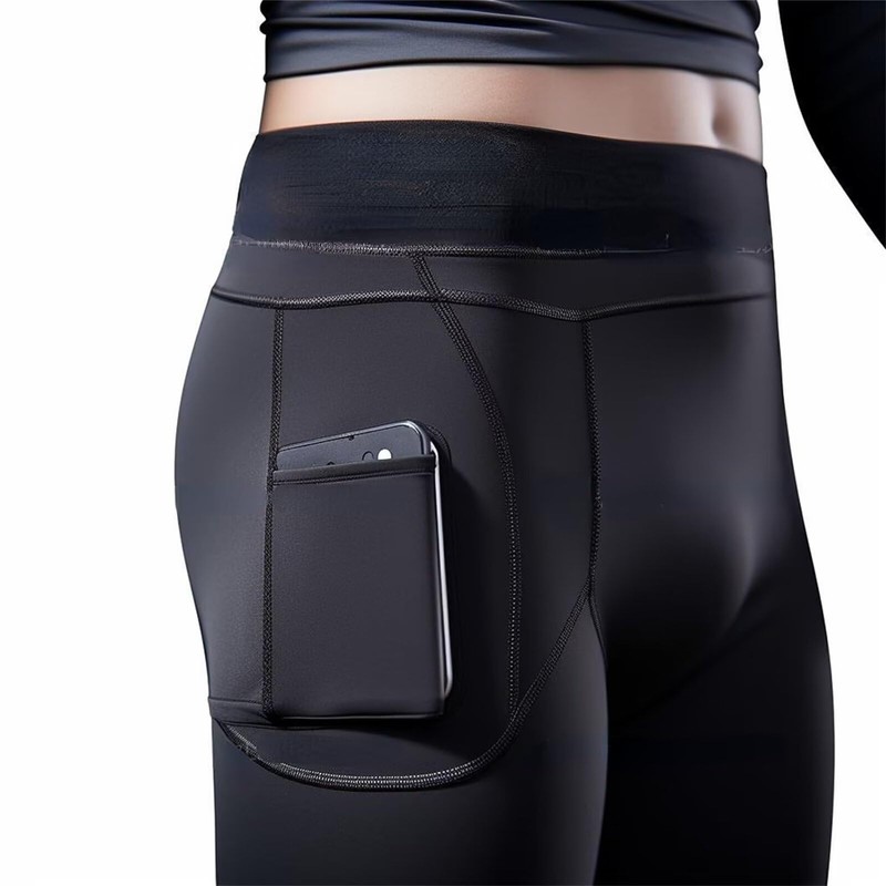 ORBU Men's Compression Half Tights with Pockets for Training, Muscle